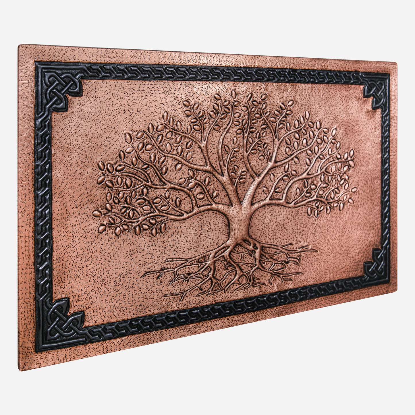 Copper Backsplash Panel (Tree with Roots and Celtic Border, Copper&Black Color)