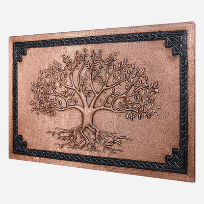 Copper Backsplash Panel (Tree with Roots and Celtic Border, Copper&Black Color)