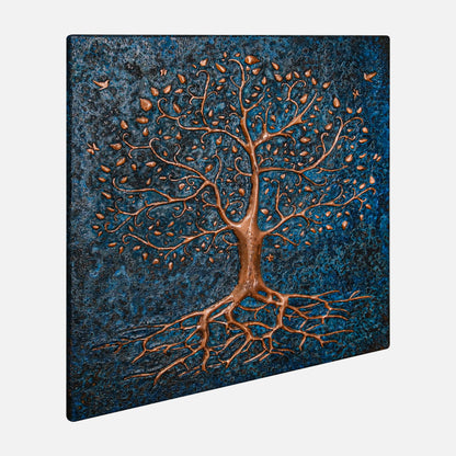 Copper Backsplash (Tree with Roots, Blue Patina)