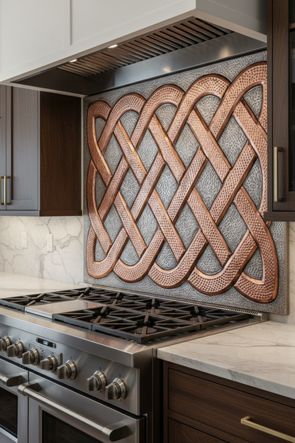 Copper Backsplash Celtic Sailors Knot - closer view luxury kitchen