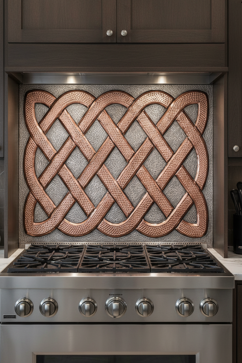 Copper Backsplash Celtic Sailors Knot - front view