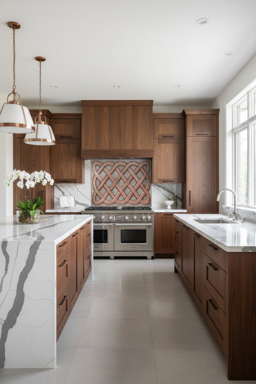 Copper Backsplash Celtic Sailors Knot - ultra-luxury kitchen