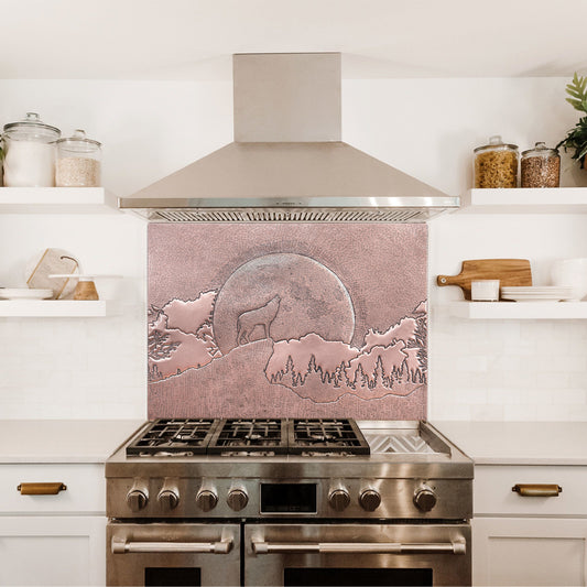 Howling Wolf Scene Copper Kitchen Backsplash - Natuross