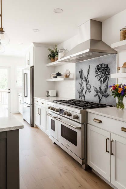 Copper Backsplash Rose Flowers - contemporary kitchen
