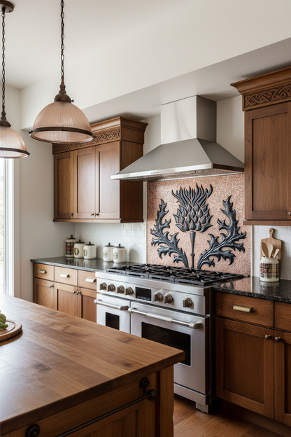 Copper Backsplash Scottish Thistle - traditional kitchen