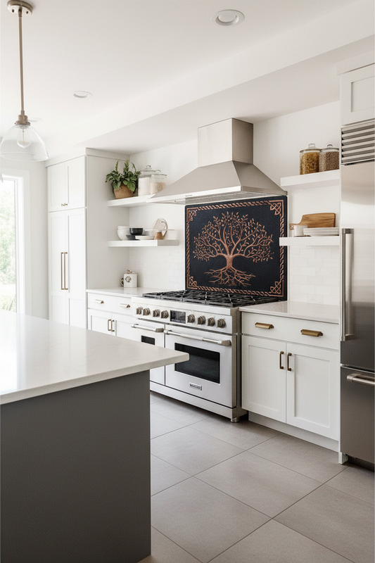 Copper Backsplash Tree of Life Celtic Border - modern kitchen