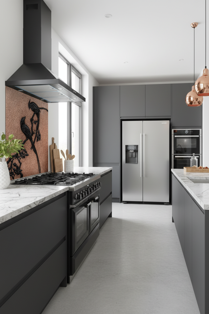 Copper Backsplash Woodpecker Birds - contemporary kitchen
