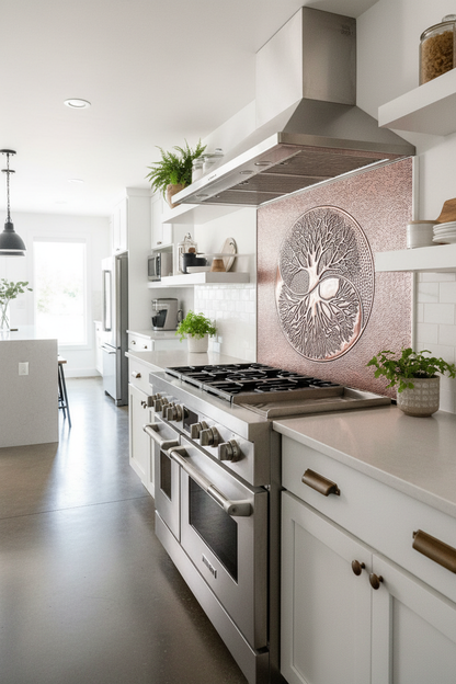 Copper Backsplash Yin Yang Tree of Life - contemporary kitchen