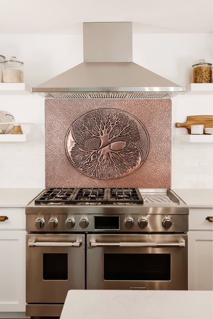 Copper Backsplash Yin Yang Tree of Life - oversized close-up