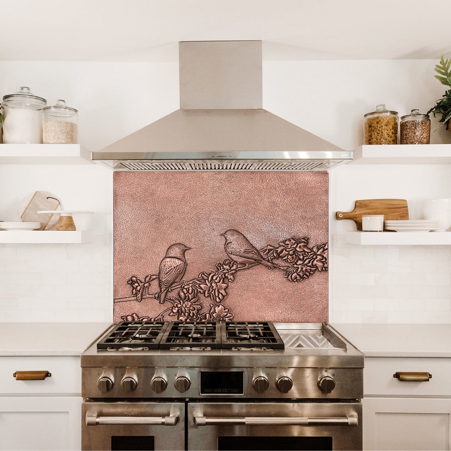 Birds on a Tree Branch Copper Kitchen Backsplash