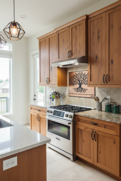 Copper Black Tree With Roots Backsplash - modern contemporary kitchen