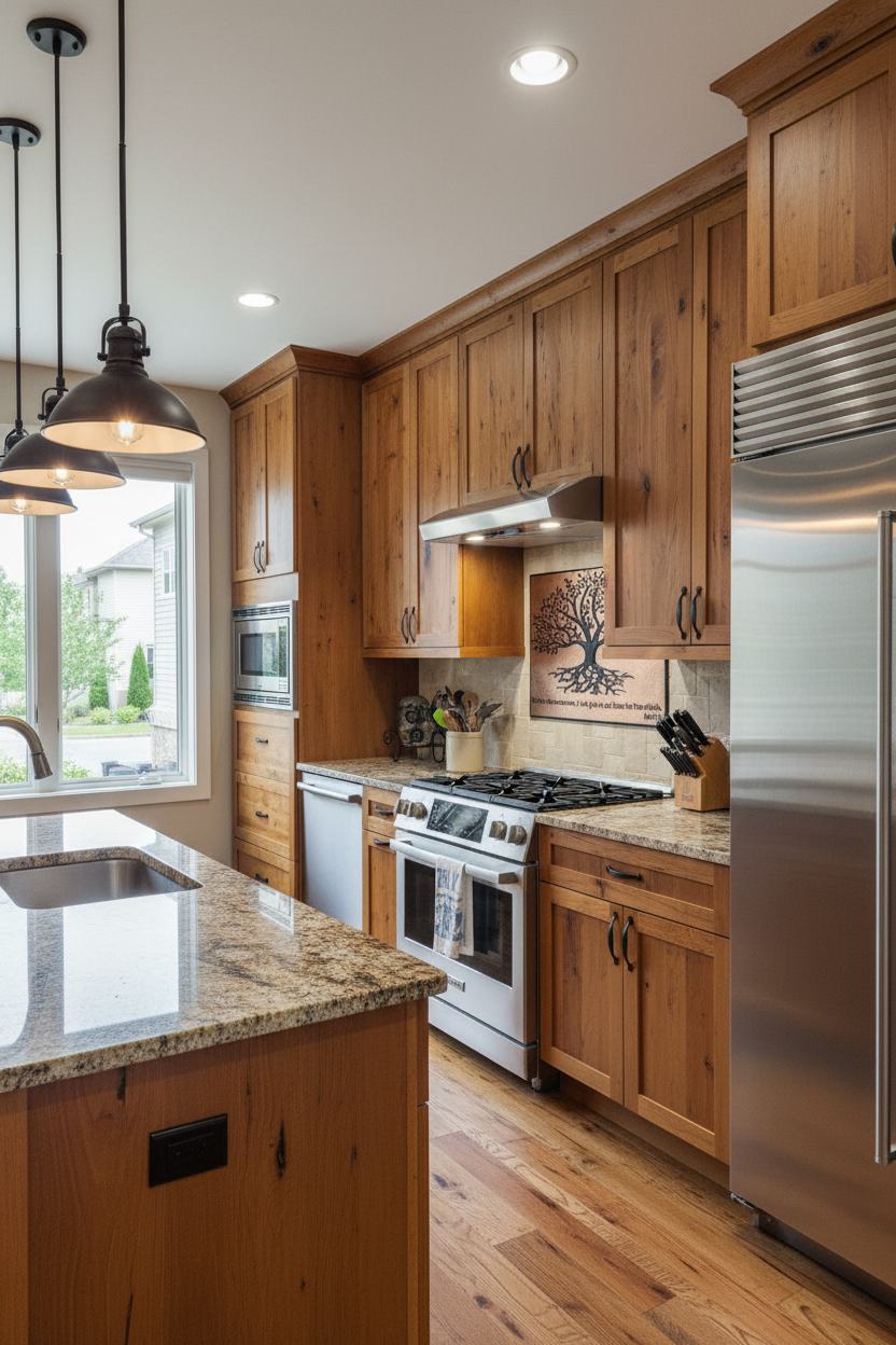 Copper Black Tree With Roots Backsplash - rustic modern kitchen