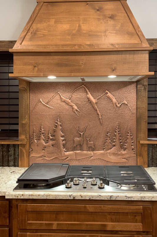 Copper Deer Backsplash - close-up front view