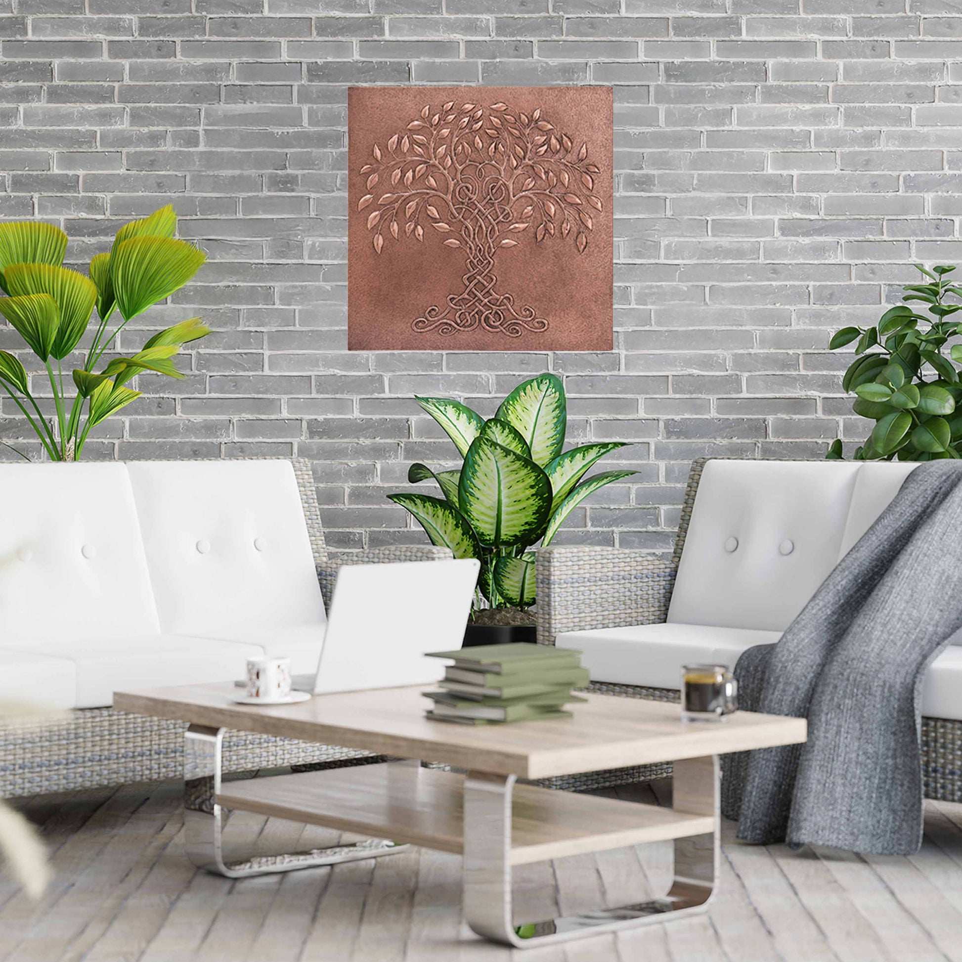 Copper Tree of Life Handmade Art Tile 27.5"x27.5" - Natuross