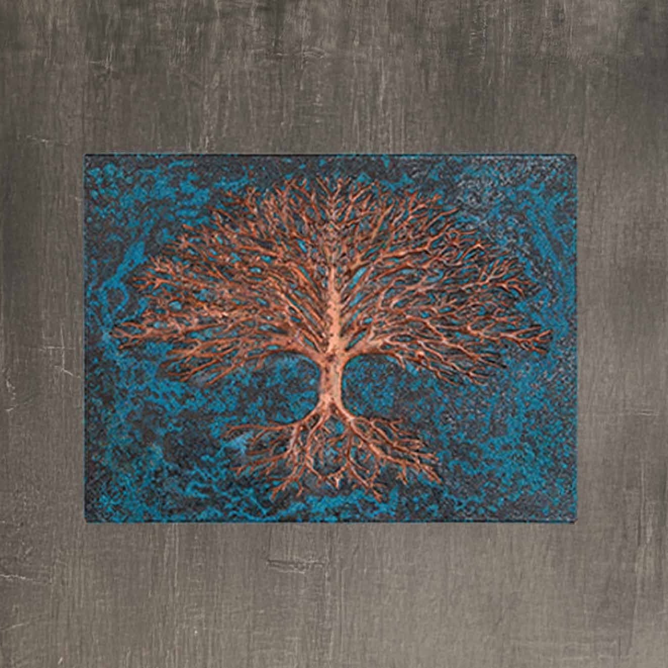 Copper Tree with Roots Art Tile 11.9"x15.9" Blue - Natuross