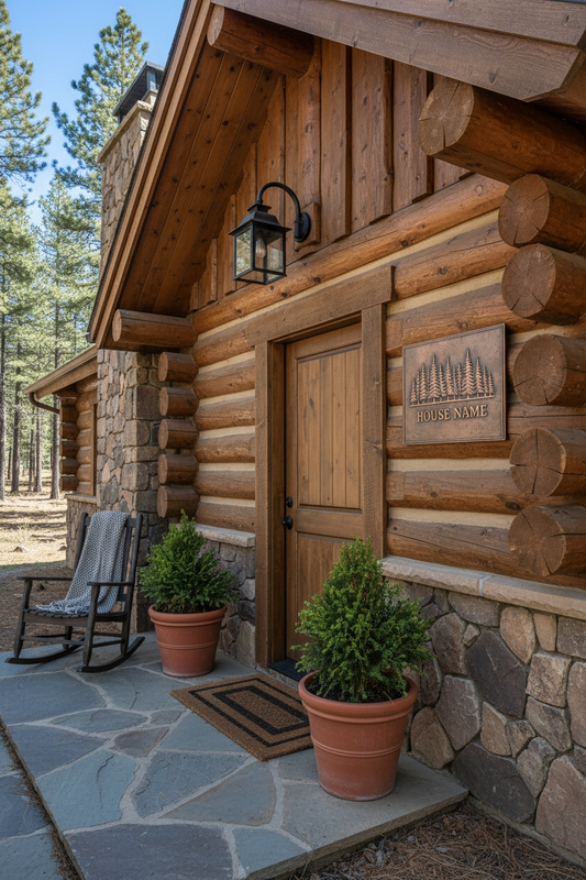 Copper House Name Sign - 24x36 inch on cabin exterior