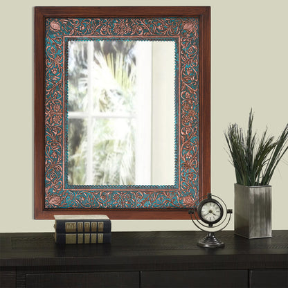 Copper Wood Framed Wall Mirror