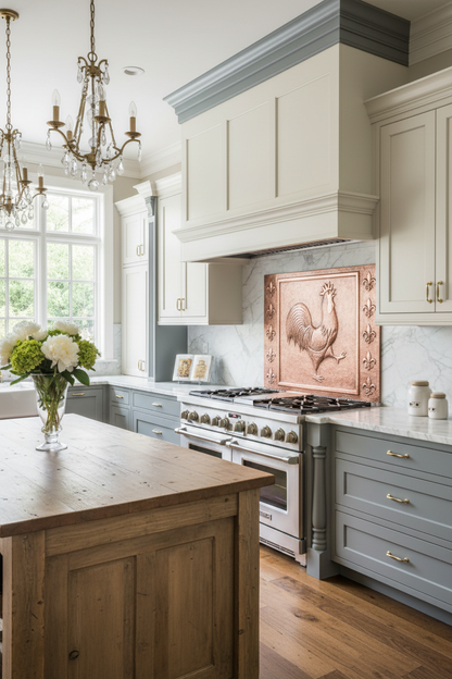 Copper Rooster Fleur De Lys Backsplash - French provincial kitchen