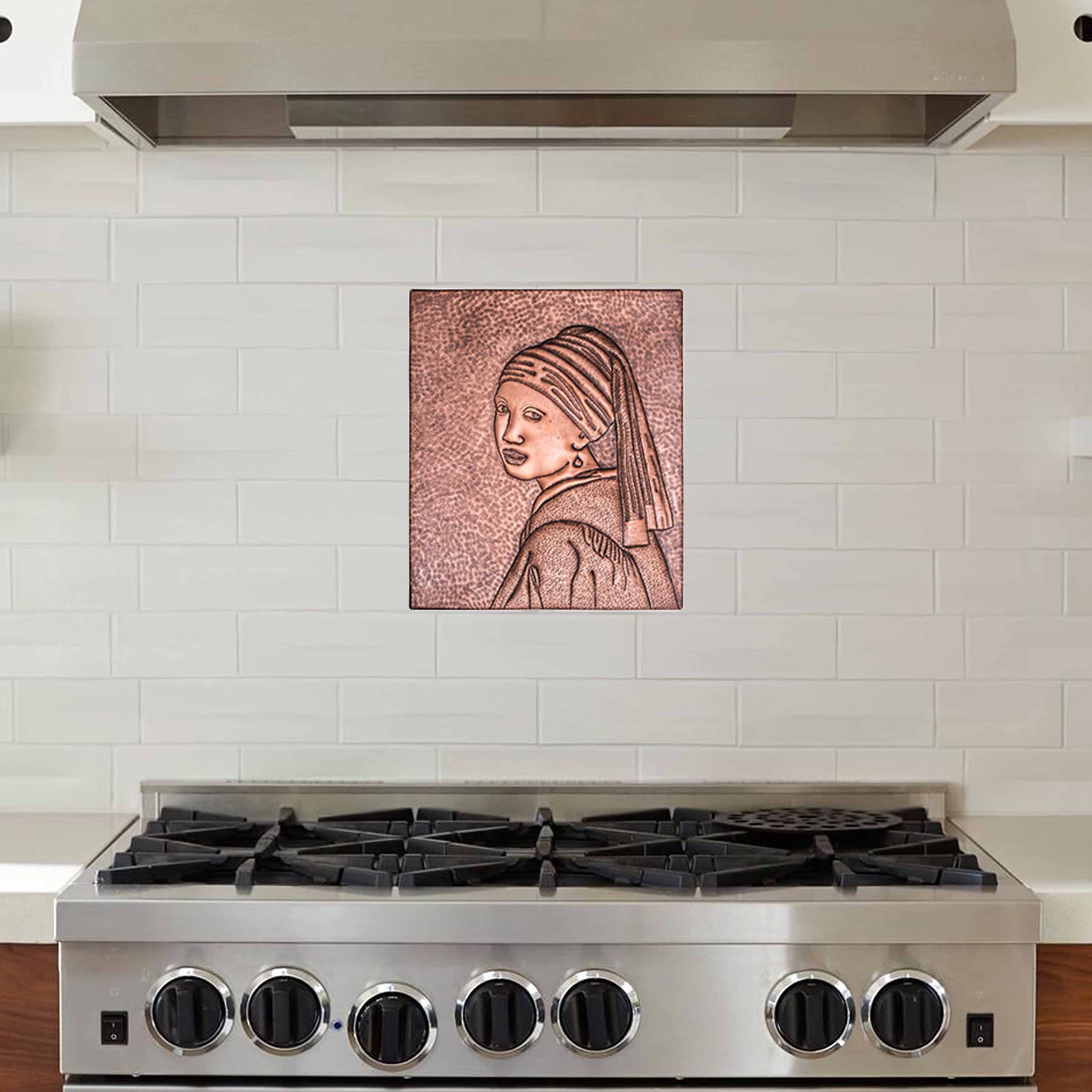 Copper "Girl with a Pearl Earring" Reproduction Wall Art 13.7"x 11.7" - Natuross