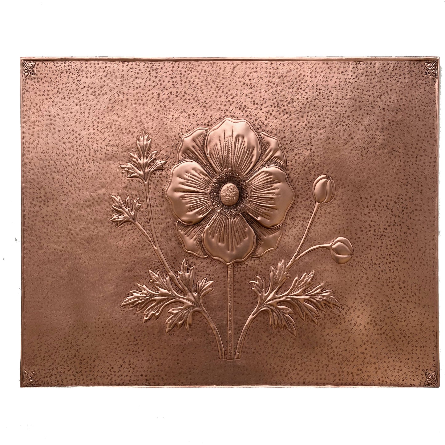 Copper Stove Backsplash with Anthurium Flowers