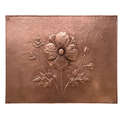 Copper Stove Backsplash with Anthurium Flowers