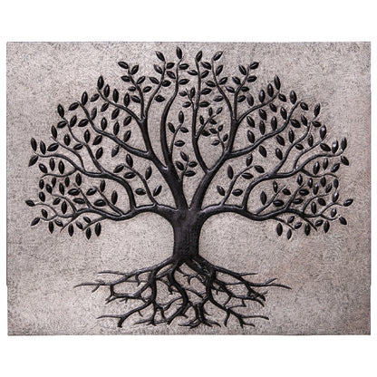 Gray & Black Tree With Roots Backsplash | Contemporary Handmade Copper Kitchen Backsplash Panel - Natuross
