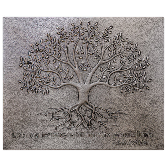 Gray Tree With Roots Copper Backsplash | Metallic Handmade Copper Kitchen Backsplash Panel - Natuross