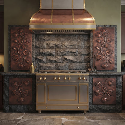 Rose Vine Copper Panel Pair