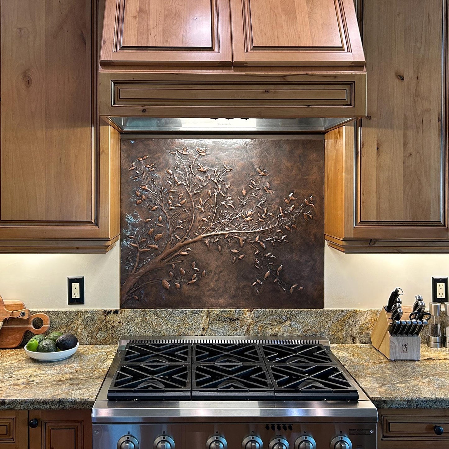 Rustic Brown Copper Tree Branches Backsplash | Handmade Farmhouse Kitchen Wall Art - Natuross