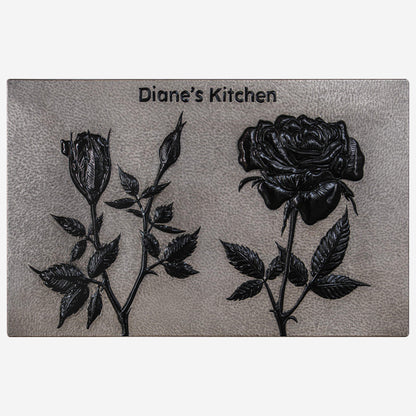 Copper Backsplash (Rose Flowers and Buds, Silver&Black Color)