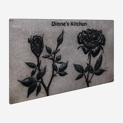 Copper Backsplash (Rose Flowers and Buds, Silver&Black Color)