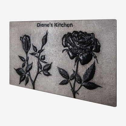 Copper Backsplash (Rose Flowers and Buds, Silver&Black Color)