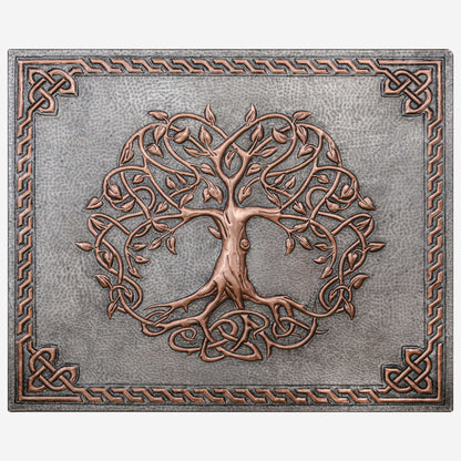 Copper Backsplash (Sacred Tree with Celtic Border, Silver&Copper Color)