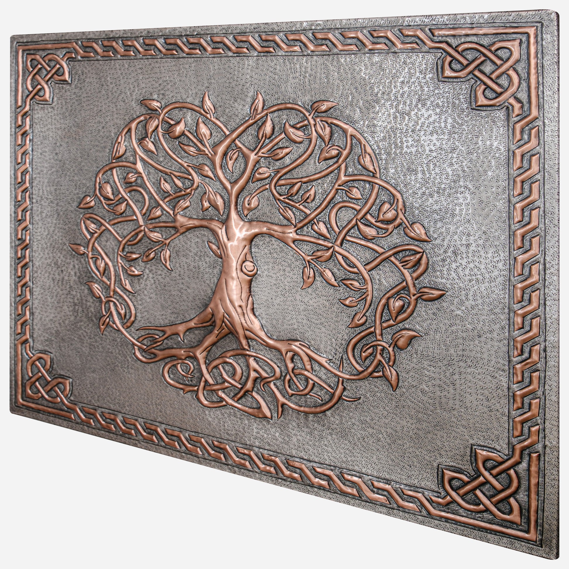 Copper Backsplash (Sacred Tree with Celtic Border, Silver&Copper Color)