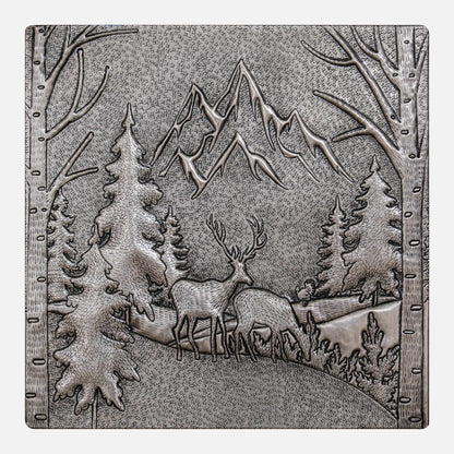 Handmade Copper Kitchen Backsplash Tile - Majestic Mountain and Forest Scene