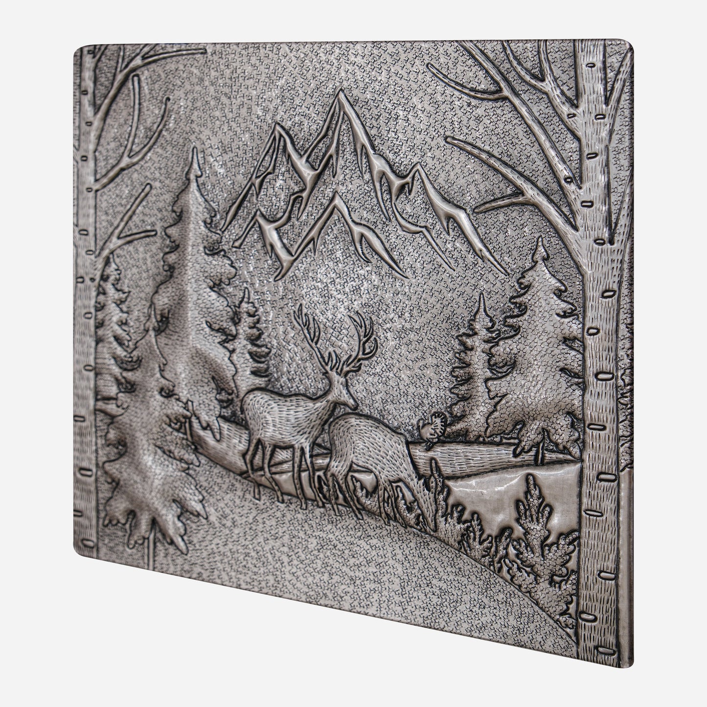 Handmade Copper Kitchen Backsplash Tile - Majestic Mountain and Forest Scene