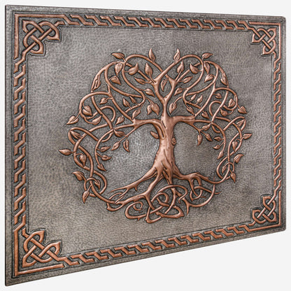 Copper Backsplash (Sacred Tree with Celtic Border, Silver&Copper Color)