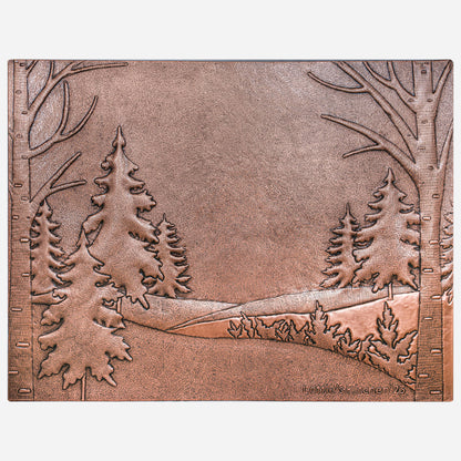 Custom Copper Kitchen Tile - Enchanted Pine and Birch Forest