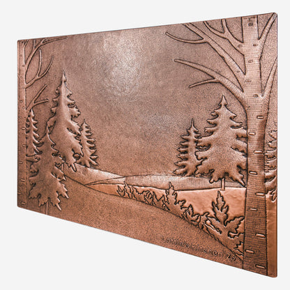 Custom Copper Kitchen Tile - Enchanted Pine and Birch Forest