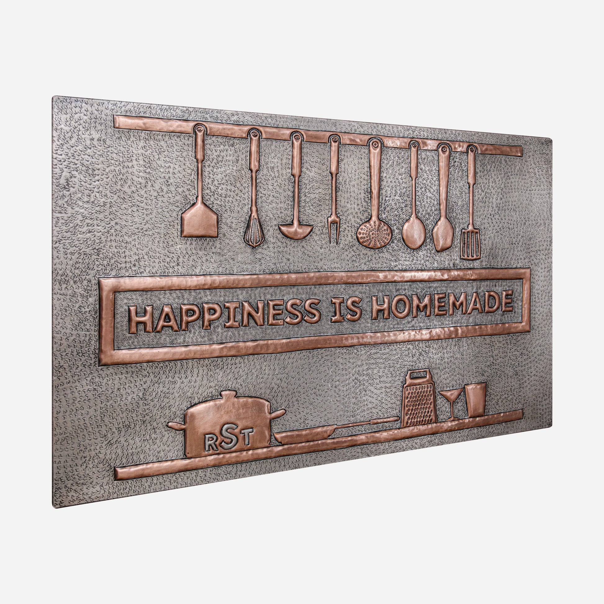 Personalized Copper Backsplash (Kitchen Utensils and Custom Text, Silver&Copper Color)