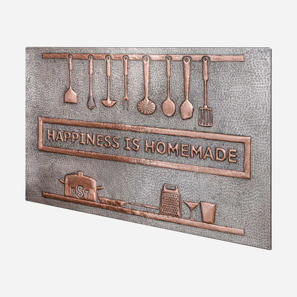 Personalized Copper Backsplash (Kitchen Utensils and Custom Text, Silver&Copper Color)