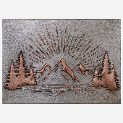 Copper Backsplash (Rising Sun Behind the Mountains, Silver&Copper Color)