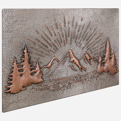 Copper Backsplash (Rising Sun Behind the Mountains, Silver&Copper Color)