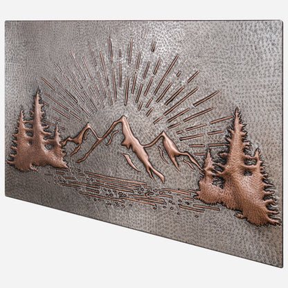 Copper Backsplash (Rising Sun Behind the Mountains, Silver&Copper Color)