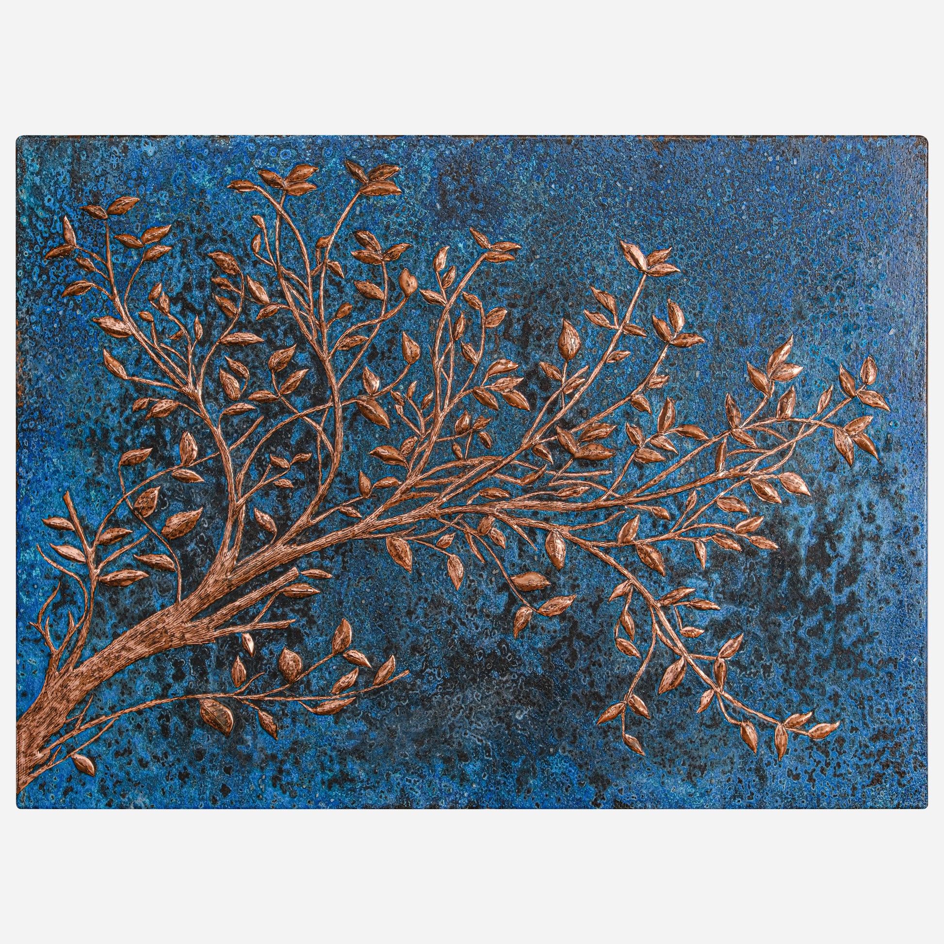 Copper Backsplash (Tree Branches, Blue Patina)