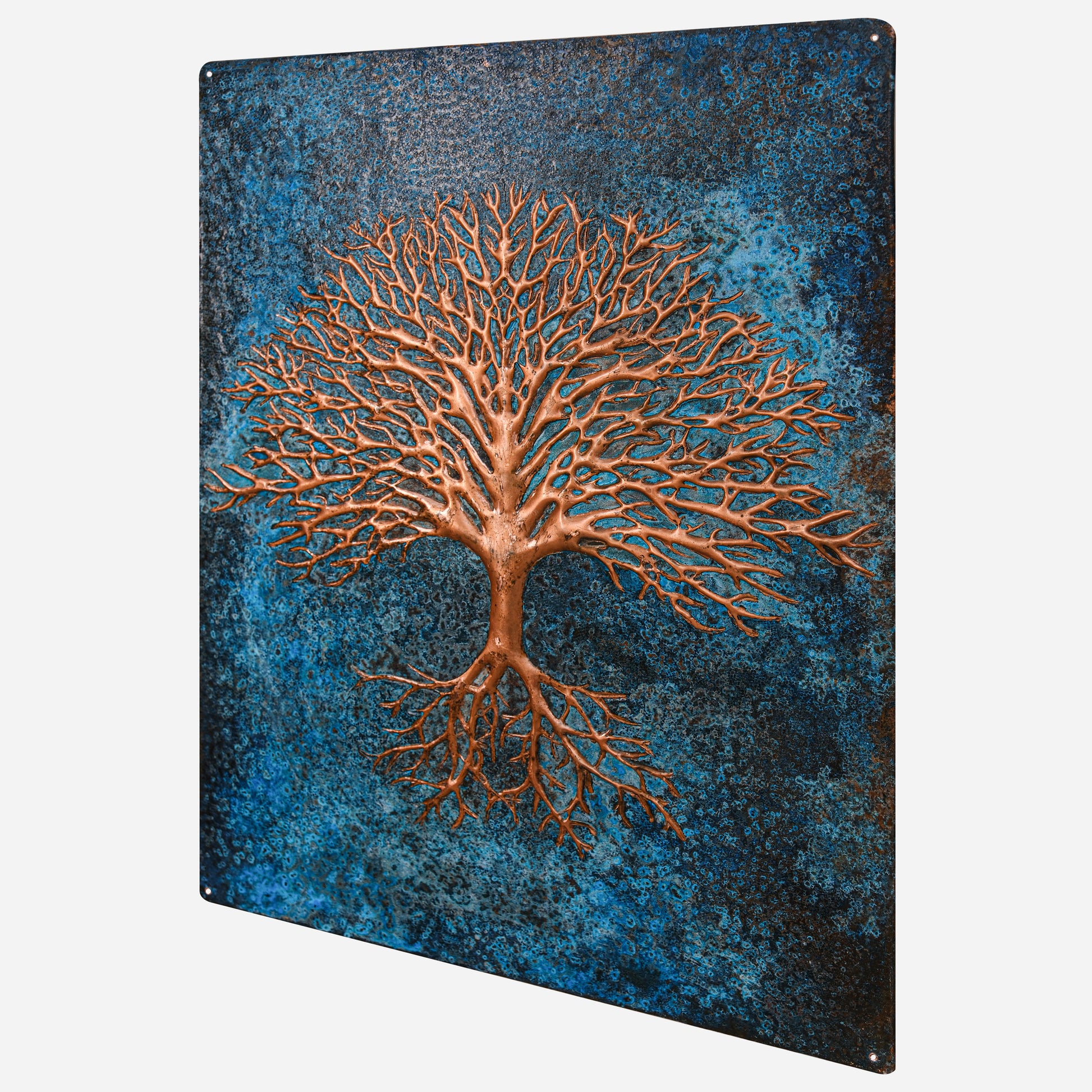 Copper Backsplash (Tree with Roots, Blue Patina)