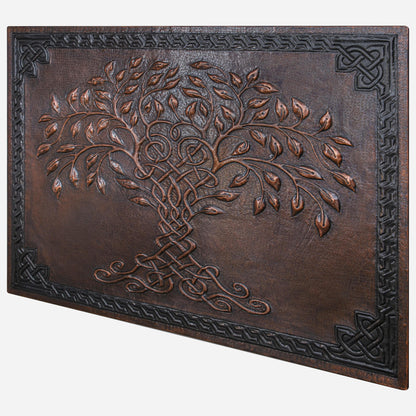 Kitchen Backsplash (Tree of Life and Celtic Border, Brown Patina)