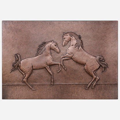 Copper Backsplash (Two Rearing Horses)