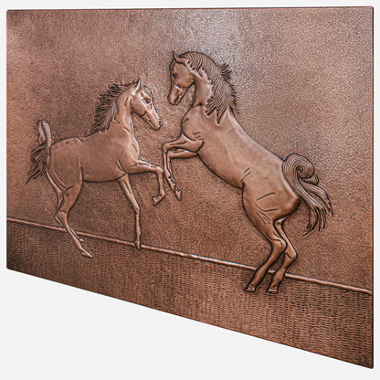 Copper Backsplash (Two Rearing Horses)