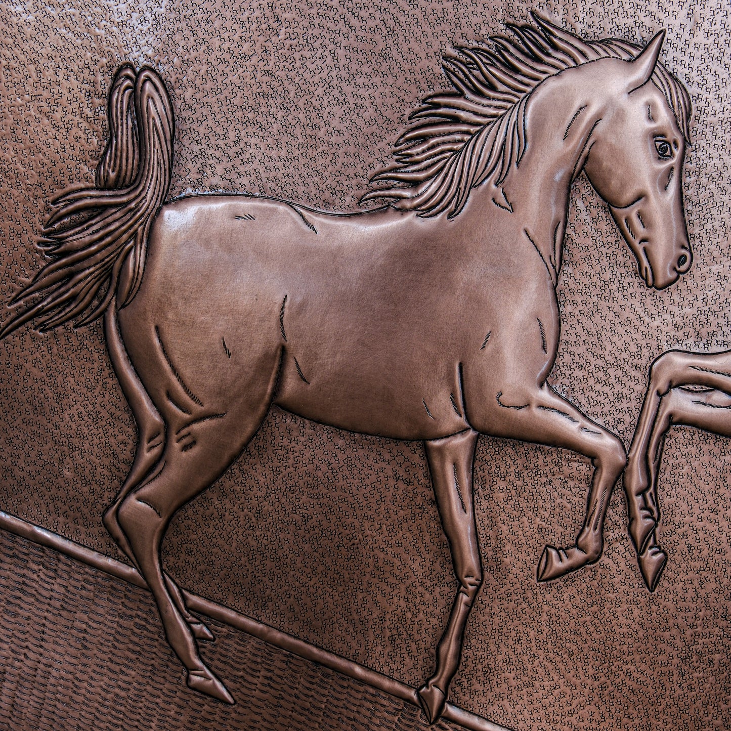 Copper Backsplash (Two Rearing Horses)